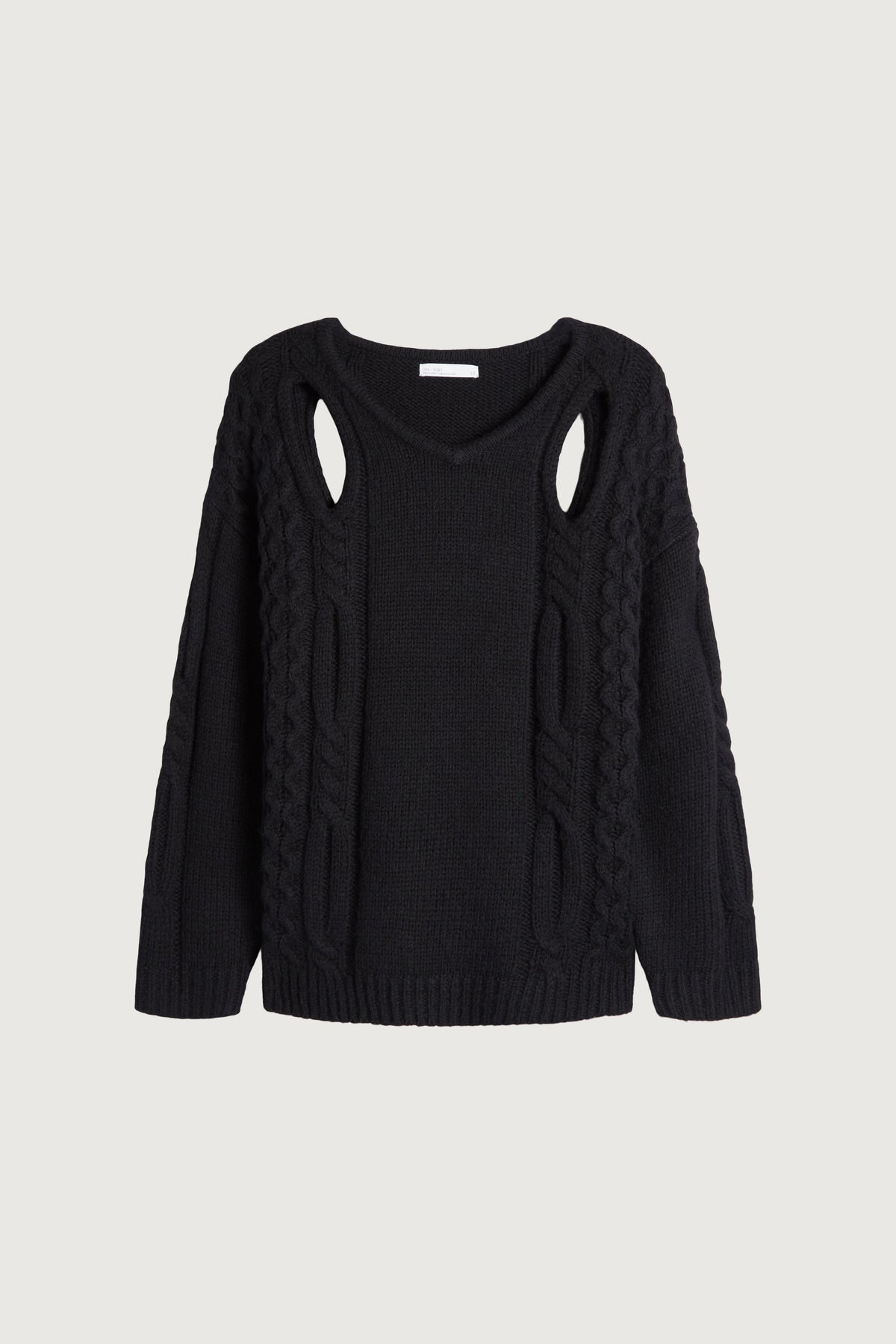 CHUNKY CABLE KNIT SWEATER WITH CUTOUT