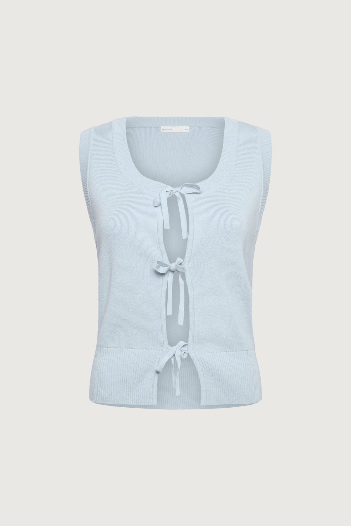 OPEN FRONT SWEATER VEST WITH TIES