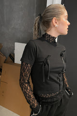 CROPPED T-SHIRT WITH BOW TIES