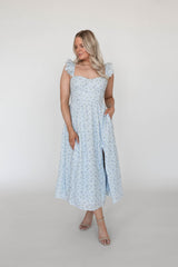 Winslow Blue Floral Eyelet Midi Dress
