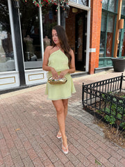 Zoey Yellow Chiffon Halter Neck Mini Dress