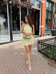 Zoey Yellow Chiffon Halter Neck Mini Dress