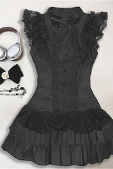 Dark Gothic Lace Patchwork Sleeveless Mini Dress