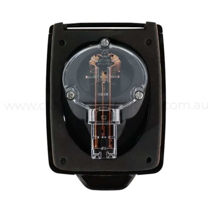 15a black 240v power inlet for caravan powered site connections and safe mains access