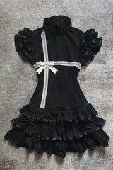 Vintage Half High Neck Bow Mini Dress