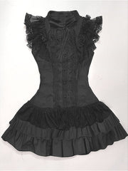 Dark Gothic Lace Patchwork Sleeveless Mini Dress