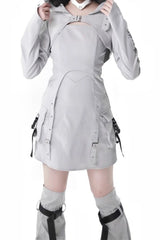 Cyber Techwear Wolf Girl Mini Dress