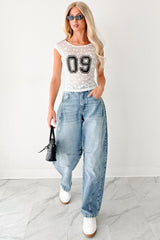Drama Or Don’t Lace Graphic Top (White)