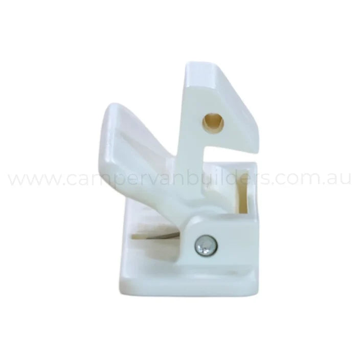 Campervan white overhead cupboard latch for locking storage compartments