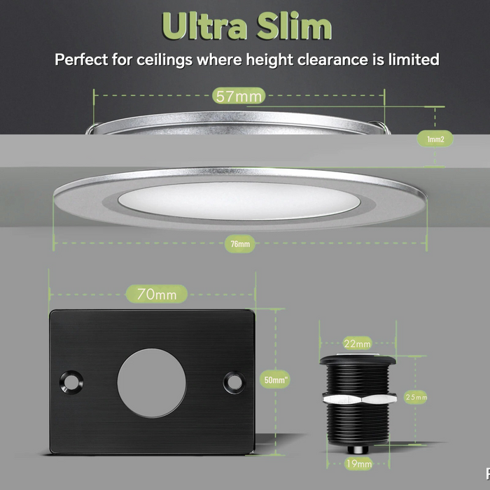 warm white LED downlight with silver dimmer switch