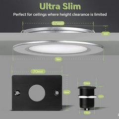 warm white LED downlight with silver dimmer switch