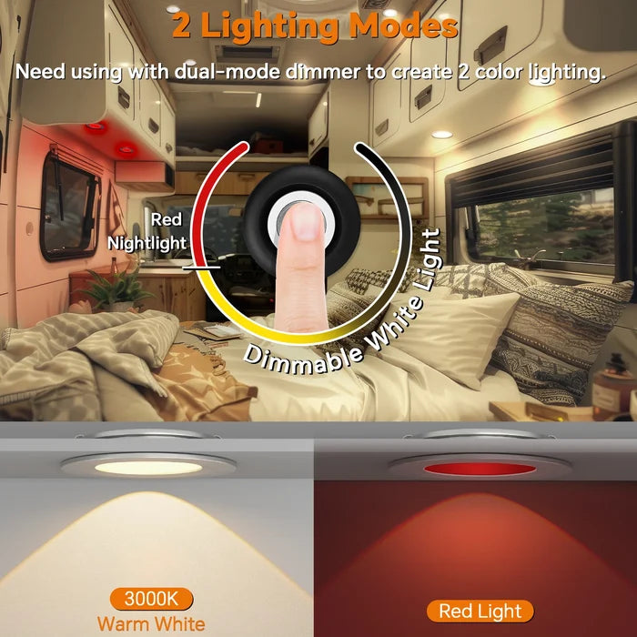 warm white LED downlights with matching silver controls