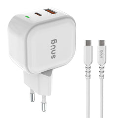 Snug USB/Type-C Wall Charger 35W with Type-C Cable - White (SNP-TR-35BUC-TY)