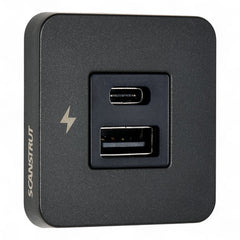 tile usb a and usb c interior charging socket with black bezel
