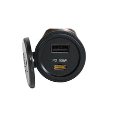 USB-C 100W and USB-A socket with flush mount waterproof design for caravan, rv, and campervan installations